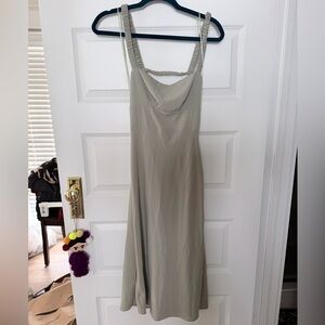 Abercrombie & Fitch olive midi dress with bow back